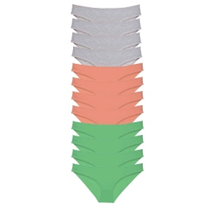 12 adet Süper Eko Set Likralı Kadın Slip Külot Gri Pudra Yeşil