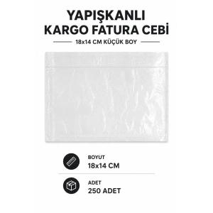18x14 Cm Küçük Boy Yapışkanlı Kargo Fatura Cebi 250 Adet