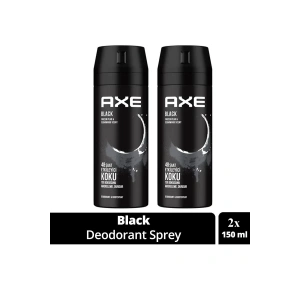 2 Adet Axe Erkek Deodorant & Bodyspray Black 48 Saat Etkileyici Koku Vücut Spreyi 150 ml