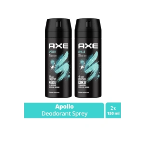 2 Adet Axe Erkek Sprey Deodorant Apollo 48 Saat Etkileyici Koku Vücut Spreyi 150 ml