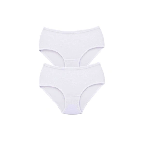 2 Adet Tutku Kadın Yüksek Bel Bato Kalın Lastik Külot Beyaz