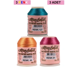 3 Adet Altınbaşak Oya ve Dantel İpi 20 gr - Royaleks - No: 044 - 091 - 127