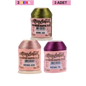 3 Adet Altınbaşak Oya ve Dantel İpi 20 gr - Royaleks - No: 426 - 078 - 434