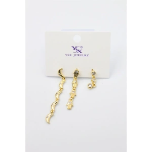 3lü Ay Küpe - Altın