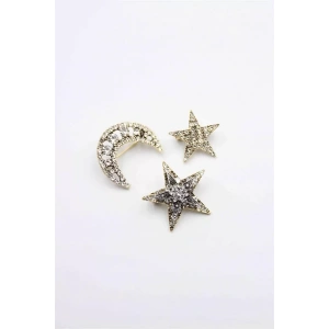 3lü Ay Yıldız Broş - Altın