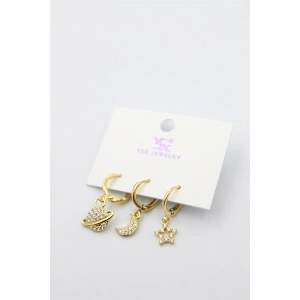 3lü Gezegen Küpe - Altın