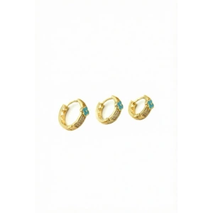 3lü Halka Küpe - Turkuaz