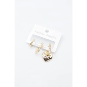 3lü Kalp Küpe - Altın