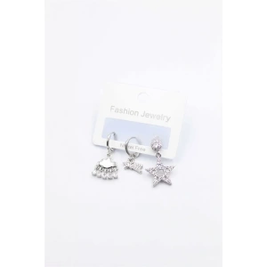 3lü Yıldız Küpe - Gümüş