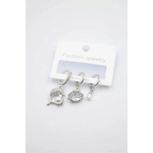 3lü Yunus Balığı Küpe - Gümüş