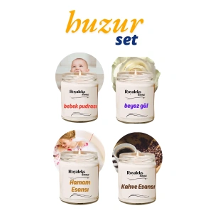 4 Adet Doğal Özel Seri Kokulu Dekoratif Kavanoz Mum 4X210 cc - Huzur Seti - RYL
