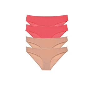 4 adet Süper Eko Set Likralı Kadın Slip Külot Fuşya Ten