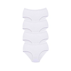 4 Adet Tutku Kadın Yüksek Bel Bato Kalın Lastik Külot Beyaz
