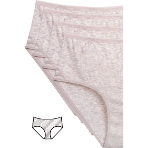 4lü Yeni Seri Renkli Yüksek Bel Fitilli Ribana Bato Külot Kahve