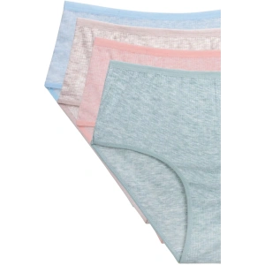 4lü Yeni Seri Renkli Yüksek Bel Fitilli Ribana Bato Külot Turquaz Yeşil Şeftali Pudra