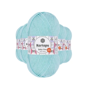 5 Adet Baby One Tüylenmeyen El Örgü İpi Yünü Bebe Mavi K578