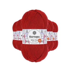 5 Adet Baby One Tüylenmeyen El Örgü İpi Yünü Koyu Kırmızı K129