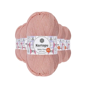 5 Adet Baby One Tüylenmeyen El Örgü İpi Yünü Pudra K258