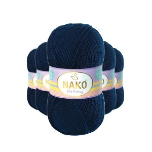5 Adet Elite Baby El Örgü İpi Tüylenmeyen Bebek Yünü Lacivert 10094
