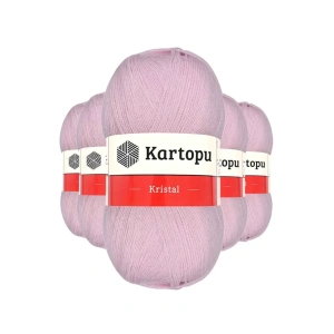 5 Adet Kristal Çift Katlı El Örgü Lif İpi Açık Pembe K699 - kartopu mudanis
