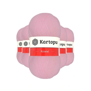 5 Adet Kristal Çift Katlı El Örgü Lif İpi Bebe Pembe K788 - kartopu mudanis