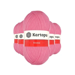 5 Adet Kristal Çift Katlı El Örgü Lif İpi Koyu Pembe K1790 - kartopu mudanis