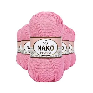 5 Adet Pırlanta Amigurumi El Örgü İpi Yünü Pembe 6740 - nako mudanis