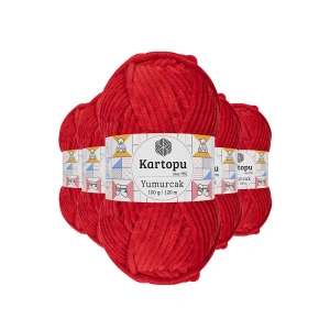 5 Adet Yumurcak Kadife El Örgü İpi Açık Kırmızı K165