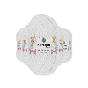 5 Adet Yumurcak Kadife El Örgü İpi Kar Beyaz K010