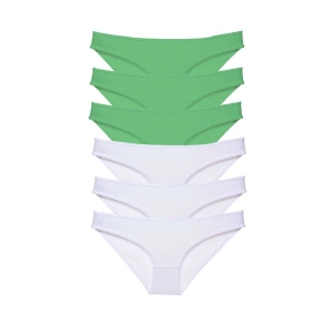 6 adet Eko Set Likralı Kadın Slip Külot Yeşil Beyaz