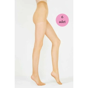 6 Adet Parlak Fit 15 Likralı Külotlu Çorap Ten