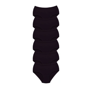 6 Adet Tutku Kadın Yüksek Bel Bato Kalın Lastik Külot Siyah