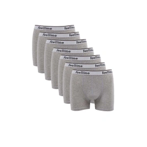7 adet Feelline Gri Pamuklu Doğal Likralı Erkek Boxer