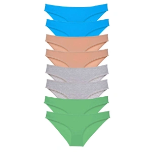 8 adet Süper Eko Set Likralı Kadın Slip Külot Ten Gri Yeşil Mavi