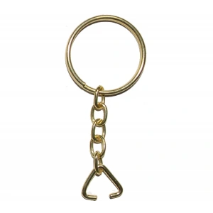 Anahtarlık Halkası, Halka + Zincir + Üçgen, 24mm, Altın, Sarı, 1000 Adet