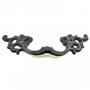 Antika Tarz Dekoratif Pirinç Çiçek Kapı Kulbu - 44x148 Mm, Oksit