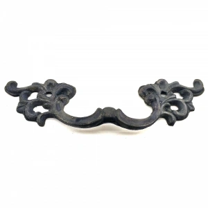 Antika Tarz Dekoratif Pirinç Çiçek Kapı Kulbu - 44x148 Mm, Oksit