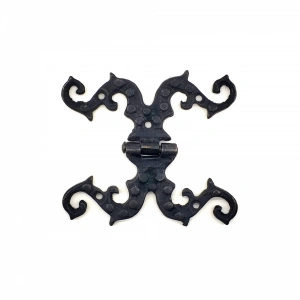 Antika Tarz Dekoratif Pirinç Süslü Menteşe - 100x90 Mm, Oksit