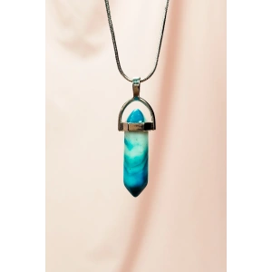 Anyolit 1 Doğal Taşı Zincirli El Yapımı Tasarımlı Kolye Uç: 3,5 cm Zincir: 20 cm Kutulu