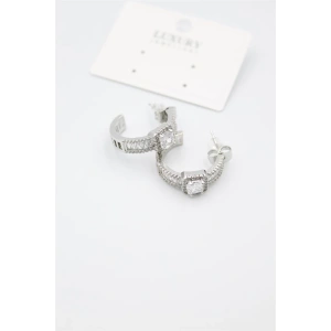 Baget Taşlı Küpe - Gümüş