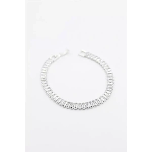 Baget Taşlı Su Yolu Bileklik - Gümüş