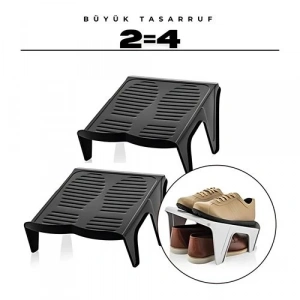 BFS 2li Ayakkabı Düzenleyici Twin Set – Çift Katlı Tasarım | Dolap İçi Alan Tasarrufu | Kaymaz Yüzey