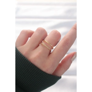 BFS 2li Görünümlü Su Yolu Tasarımlı Gold Renk Ayarlanabilir Yüzük