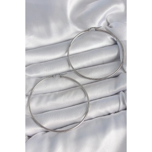 BFS 316 Çelik Gümüş Renk 63 mm Halka Model Kadın Küpe