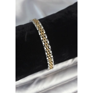 BFS 316L Çelik 7 mm Kalınlıkta Gold ve Gümüş Renkli Erkek Bileklik