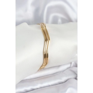 BFS 316L Çelik Gold Renk 65 mm Ajda Zikzak Model 3lü Kadın Bileklik