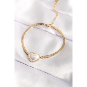 BFS 316L Çelik Gold Renk Bombeli Kalp Kadın Bileklik
