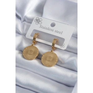 BFS 316L Çelik Gold Renk İşleme Detay Kadın Küpe