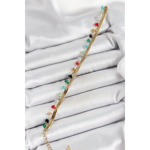 BFS 316L Çelik Gold Renk Kristal Karışık Renkli Taşlı 2li Kadın Bileklik