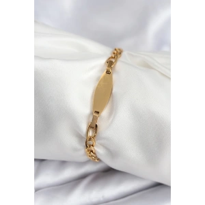 BFS 316L Çelik Gold Renk Oval Yazı Yazmaya Uygun Kadın Bileklik